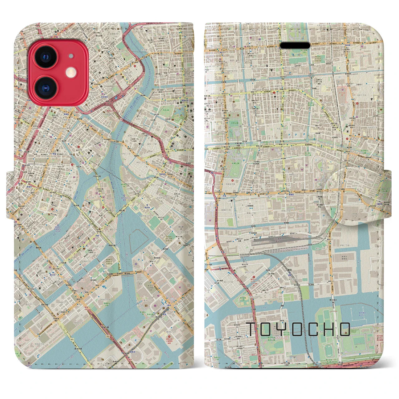 【東陽町(東京都)】地図柄iPhoneケース(手帳タイプ)ナチュラル・iPhone 11 用