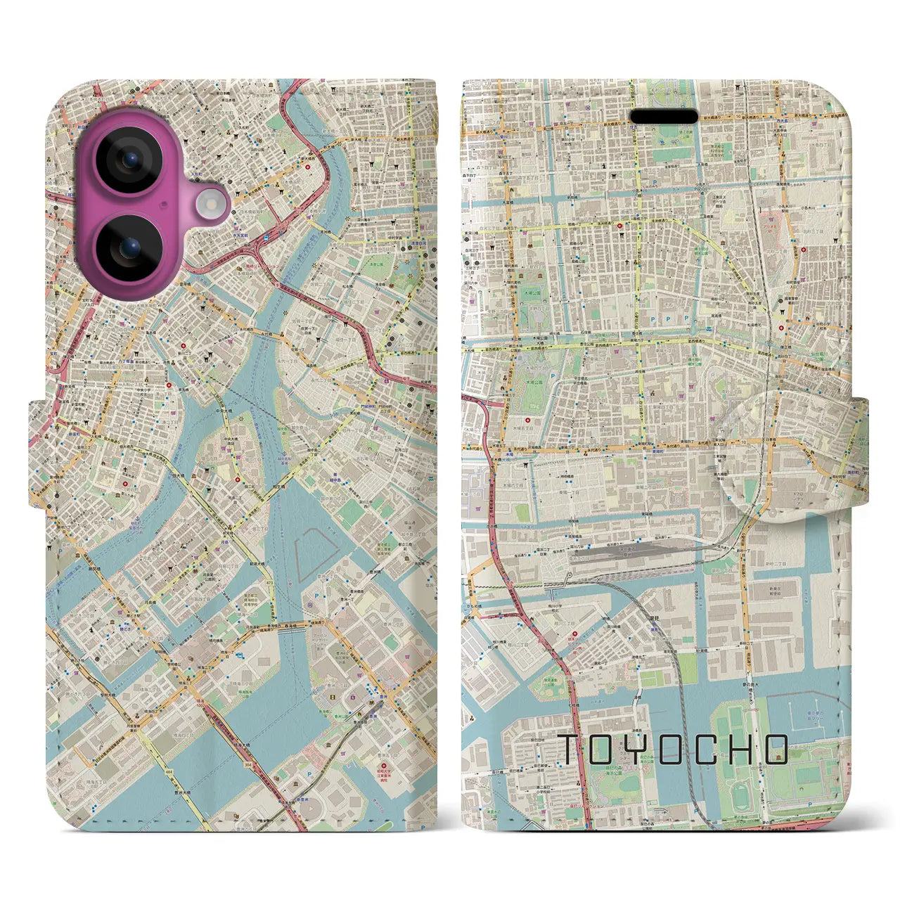 【東陽町(東京都)】地図柄iPhoneケース(手帳タイプ)ナチュラル・iPhone 16 Pro 用