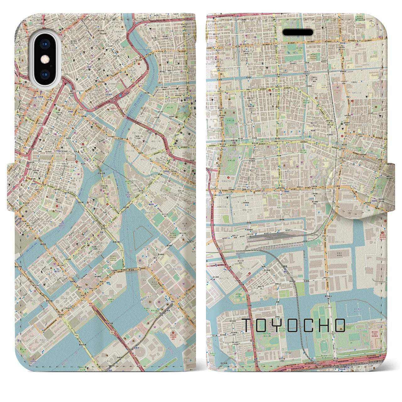 【東陽町(東京都)】地図柄iPhoneケース(手帳タイプ)ナチュラル・iPhone XS Max 用