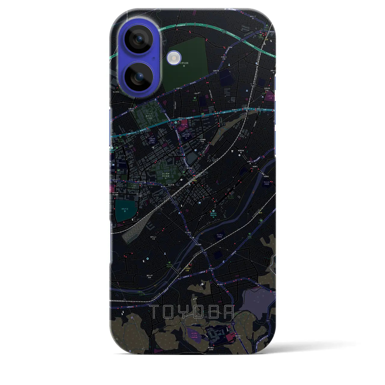 【豊田(東京都)】地図柄iPhoneケース(バックカバータイプ)