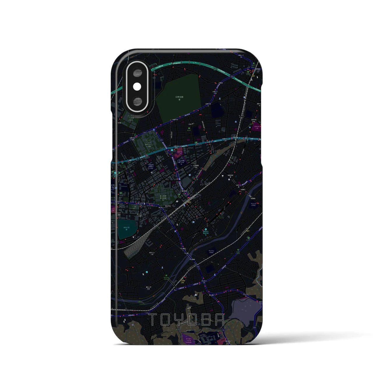 【豊田(東京都)】地図柄iPhoneケース(バックカバータイプ)