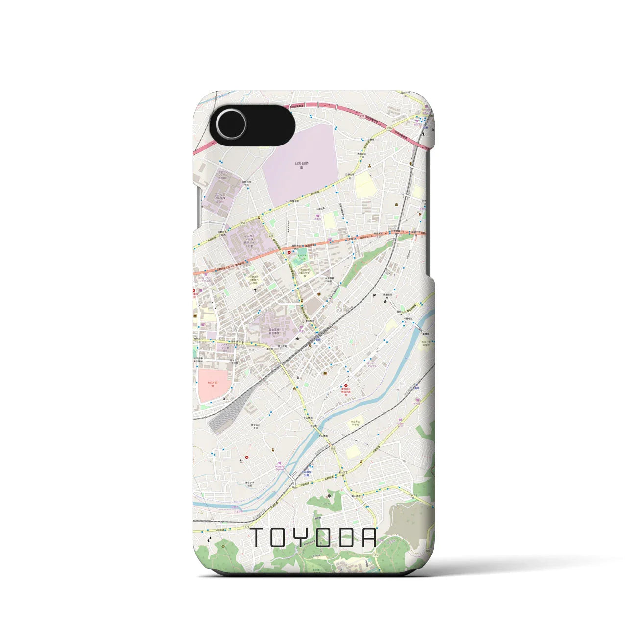【豊田(東京都)】地図柄iPhoneケース(バックカバータイプ)