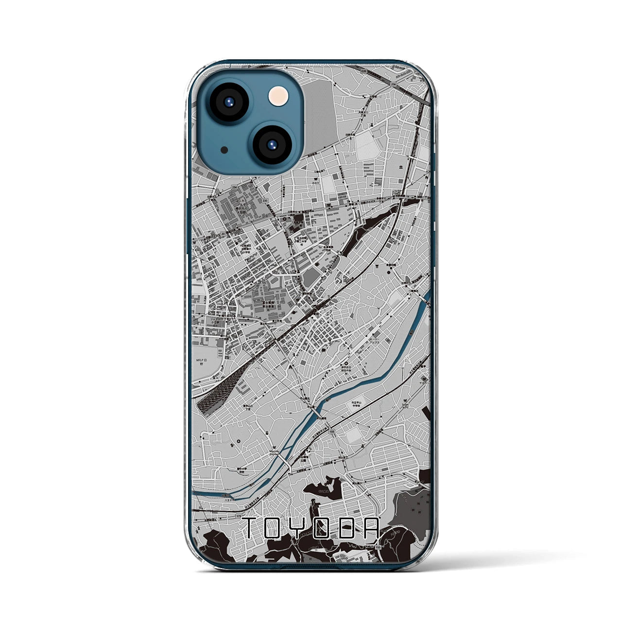【豊田(東京都)】地図柄iPhoneケース(クリアタイプ)