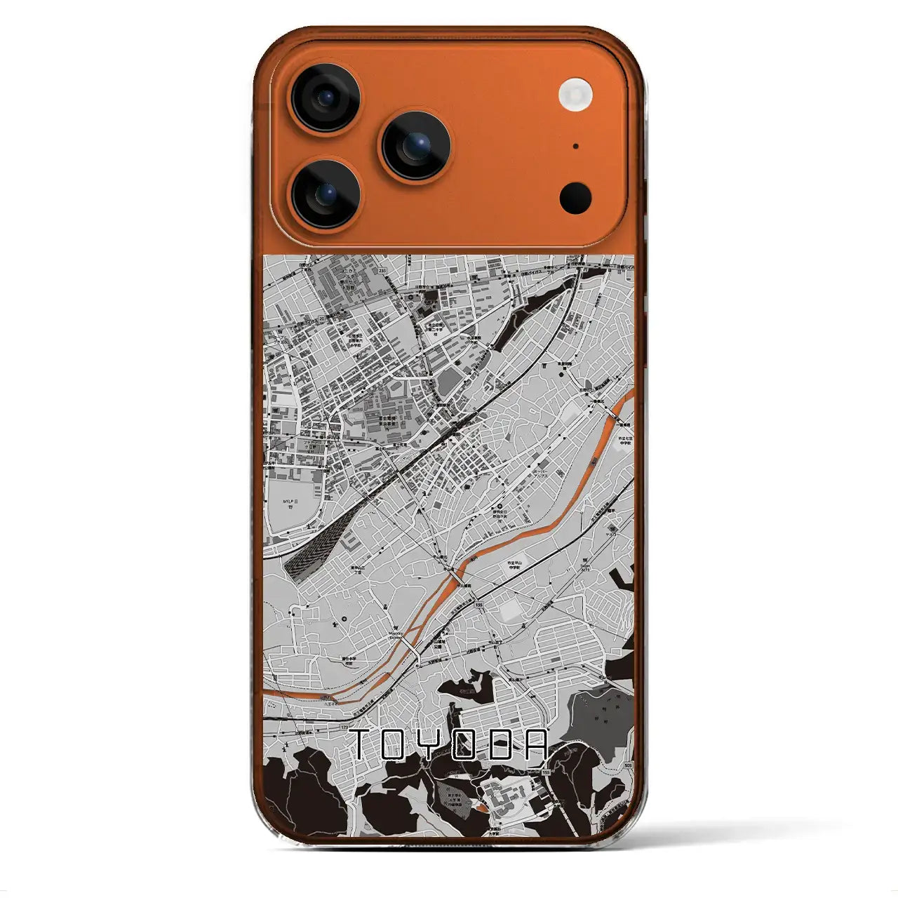 【豊田(東京都)】地図柄iPhoneケース(クリアタイプ)モノトーン・iPhone 17 Pro Max 用