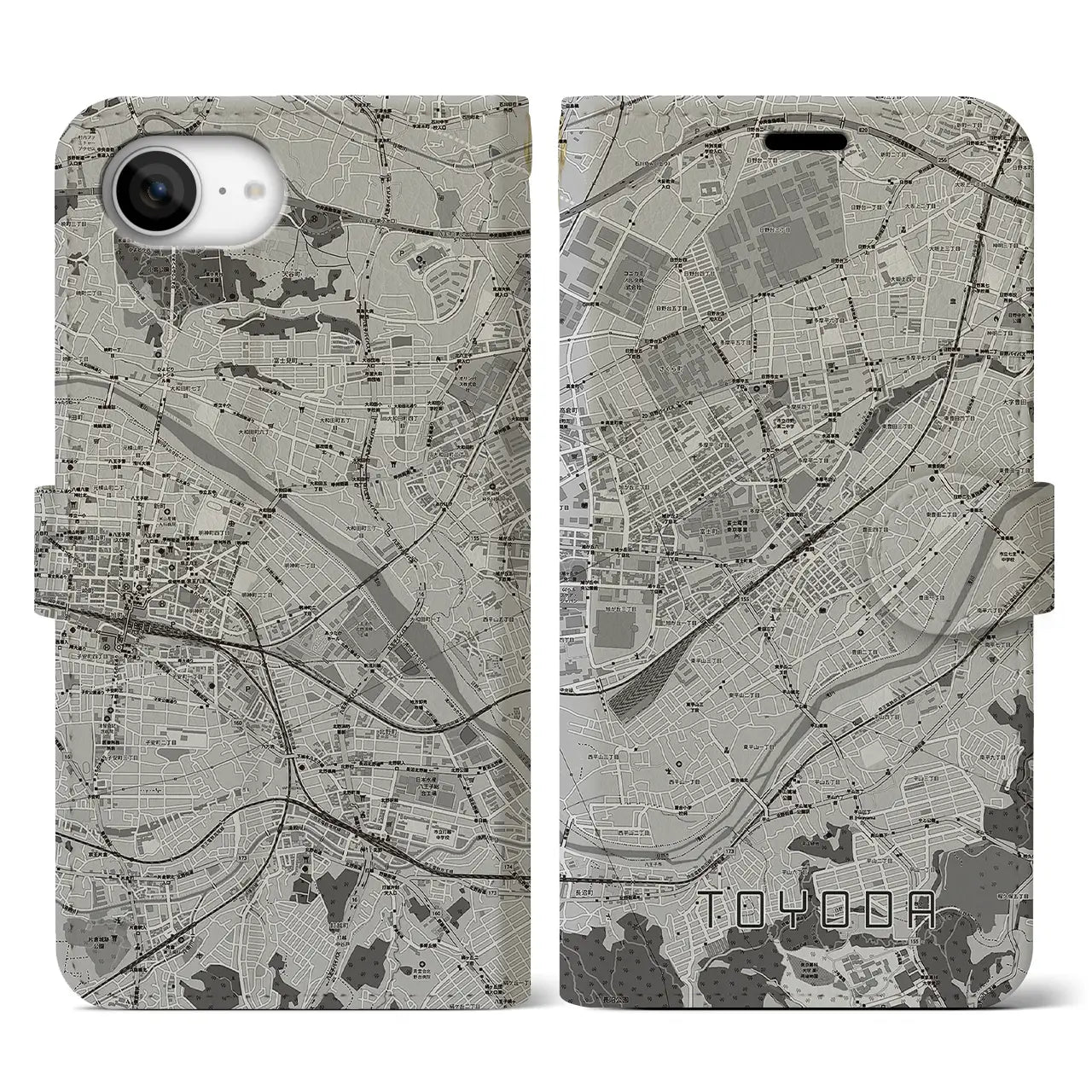 【豊田(東京都)】地図柄iPhoneケース(手帳タイプ)