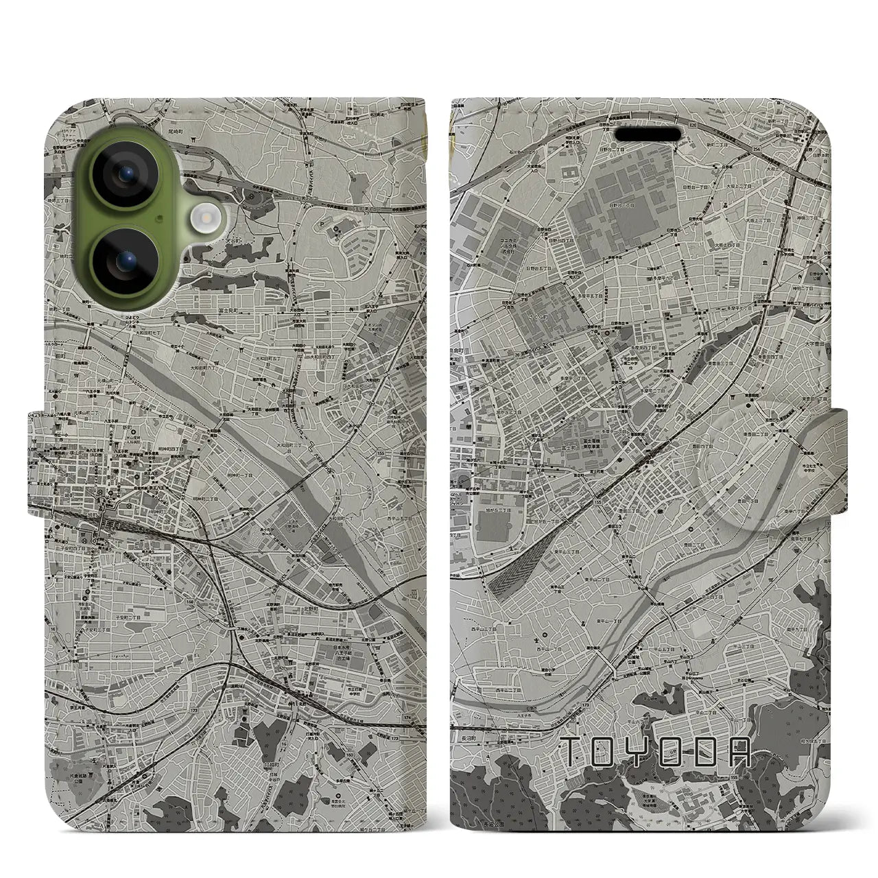 【豊田(東京都)】地図柄iPhoneケース(手帳タイプ)