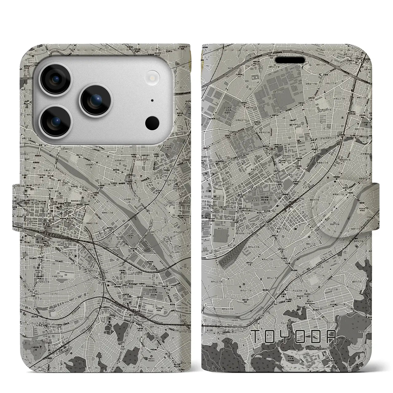 【豊田(東京都)】地図柄iPhoneケース(手帳タイプ)