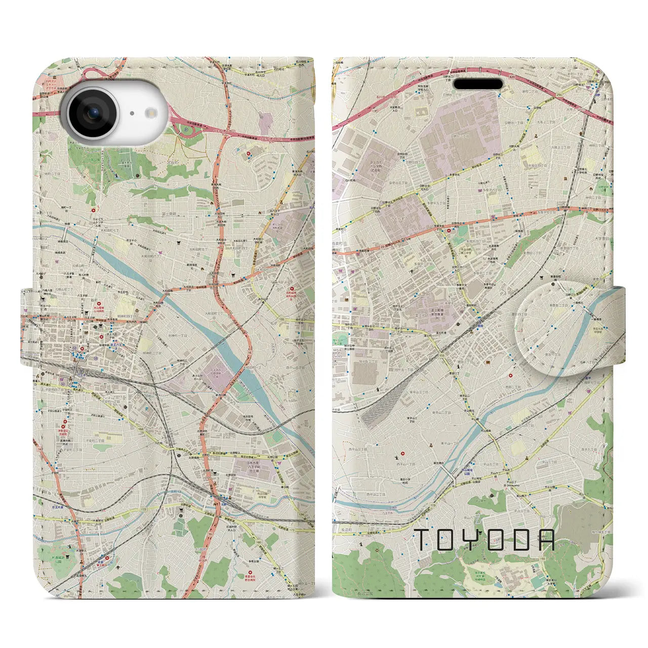 【豊田(東京都)】地図柄iPhoneケース(手帳タイプ)