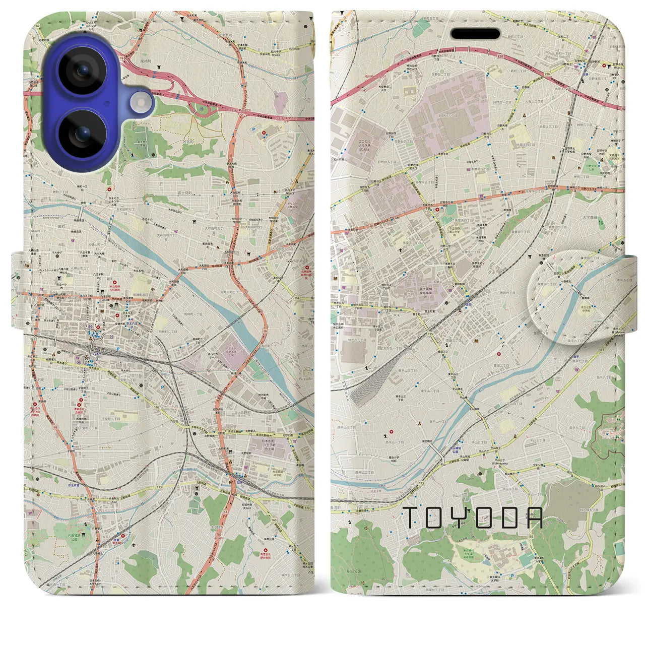 【豊田(東京都)】地図柄iPhoneケース(手帳タイプ)