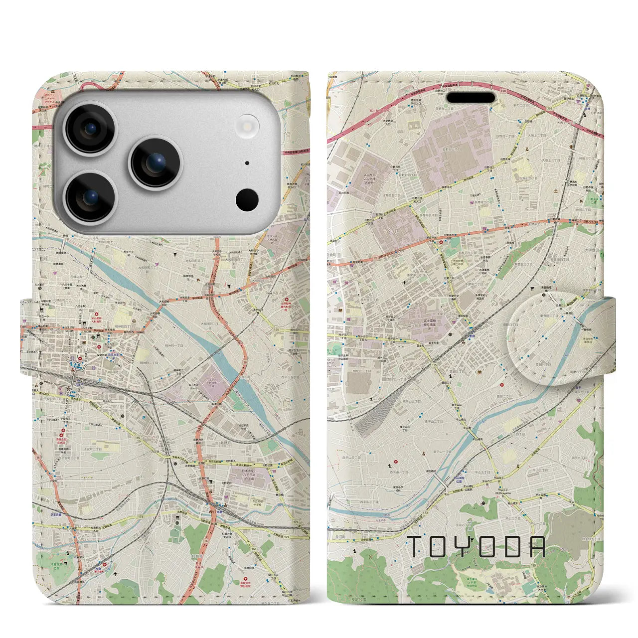 【豊田(東京都)】地図柄iPhoneケース(手帳タイプ)