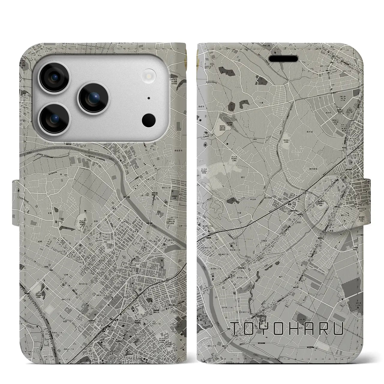 【豊春(埼玉県)】地図柄iPhoneケース(手帳タイプ)