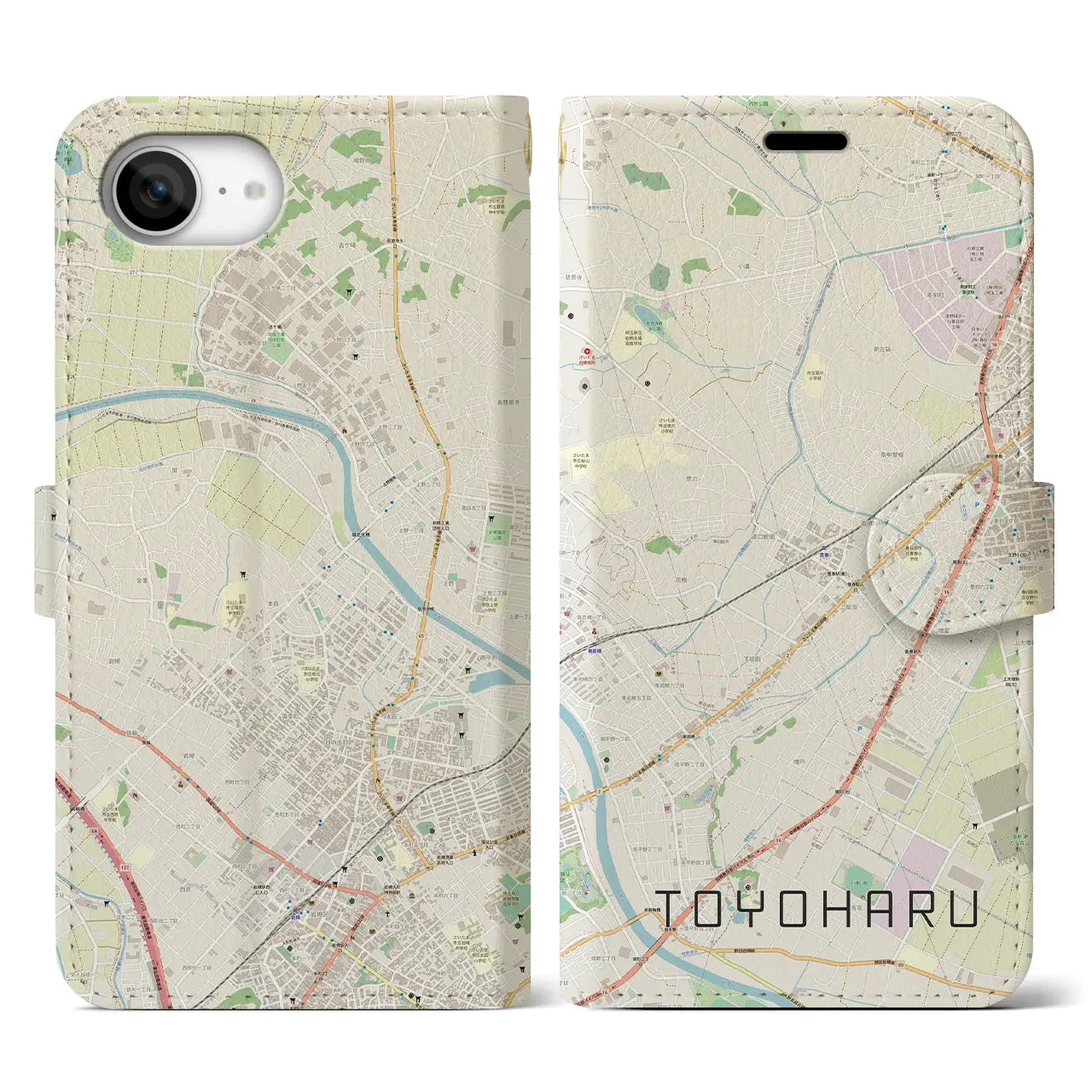 【豊春(埼玉県)】地図柄iPhoneケース(手帳タイプ)