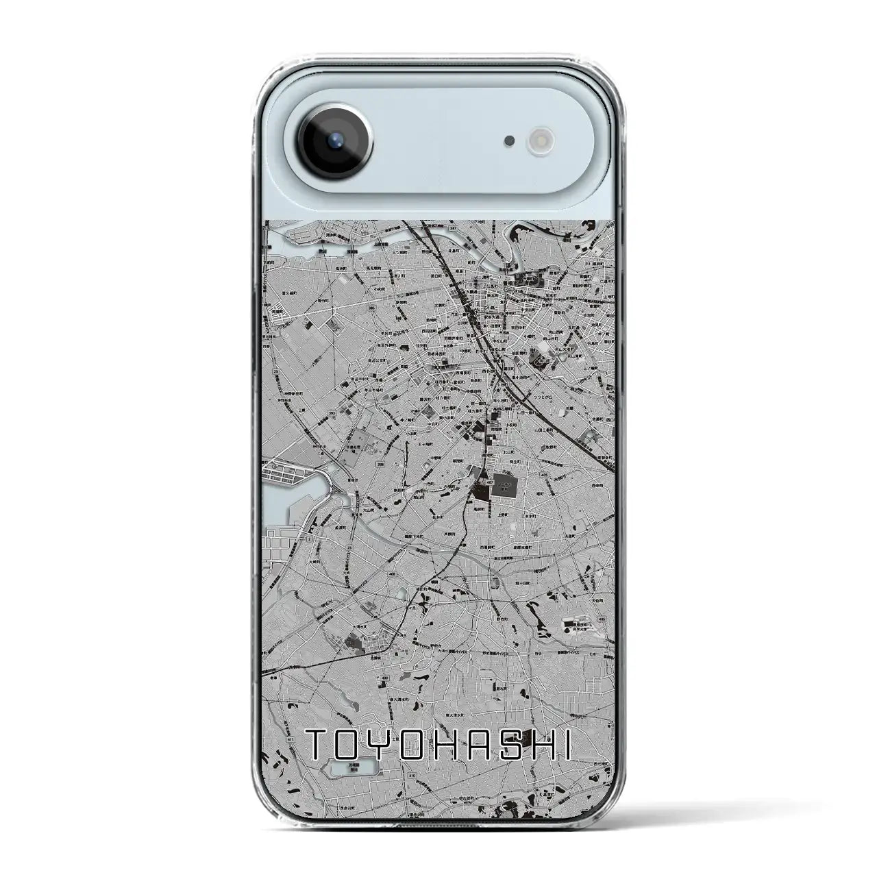 【豊橋(愛知県)】地図柄iPhoneケース(クリアタイプ)モノトーン・iPhone 17 Pro Max 用