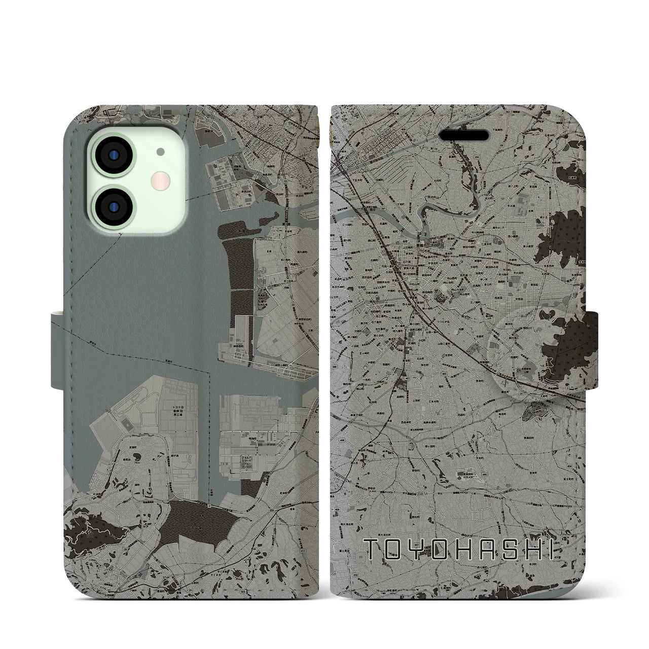 【豊橋(愛知県)】地図柄iPhoneケース(手帳タイプ)