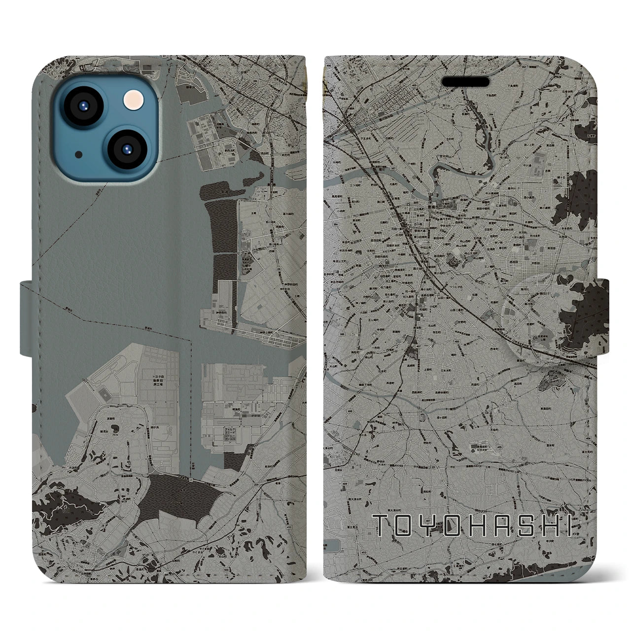 【豊橋(愛知県)】地図柄iPhoneケース(手帳タイプ)