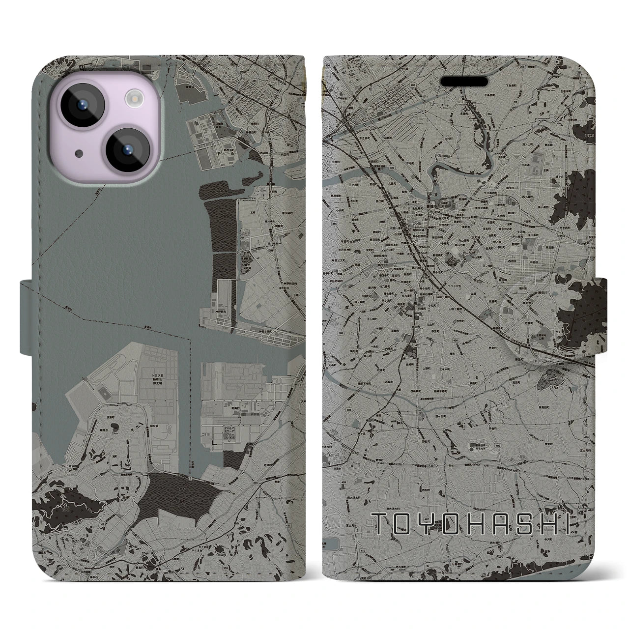 【豊橋(愛知県)】地図柄iPhoneケース(手帳タイプ)