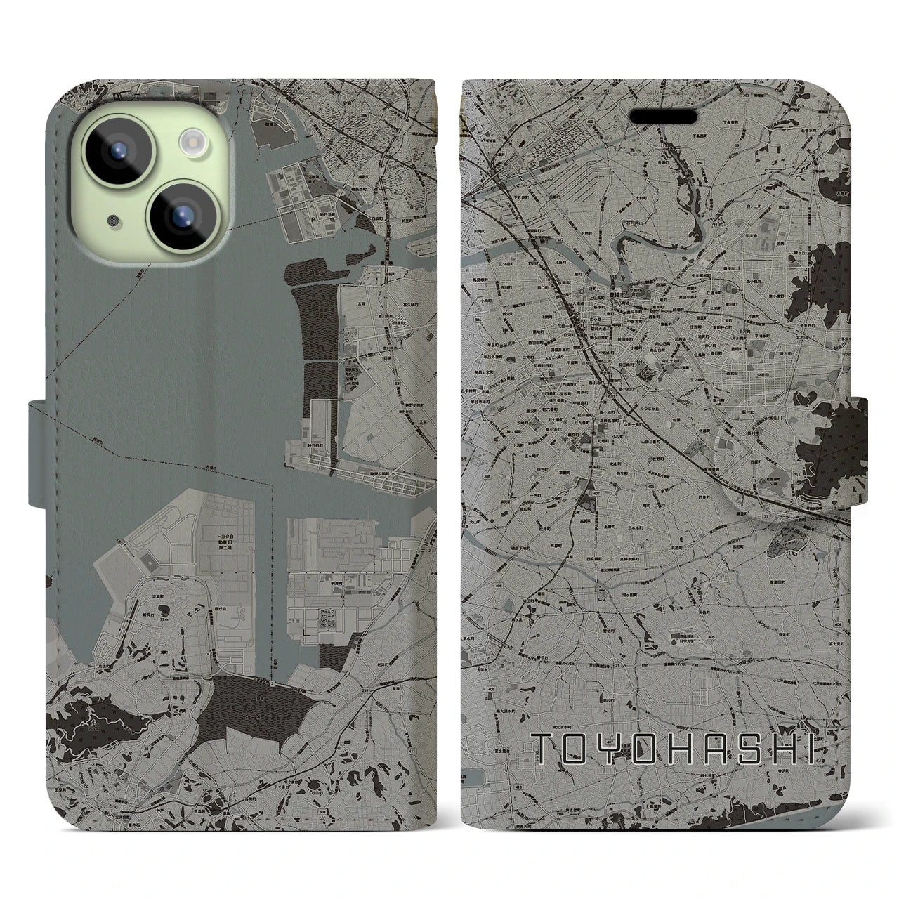 【豊橋(愛知県)】地図柄iPhoneケース(手帳タイプ)