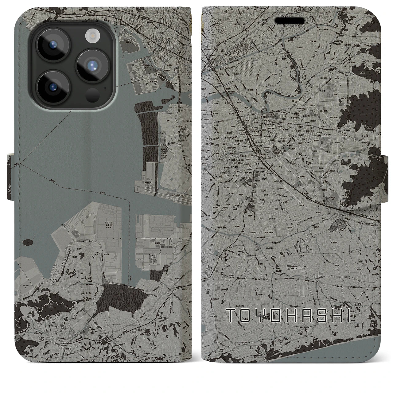 【豊橋(愛知県)】地図柄iPhoneケース(手帳タイプ)