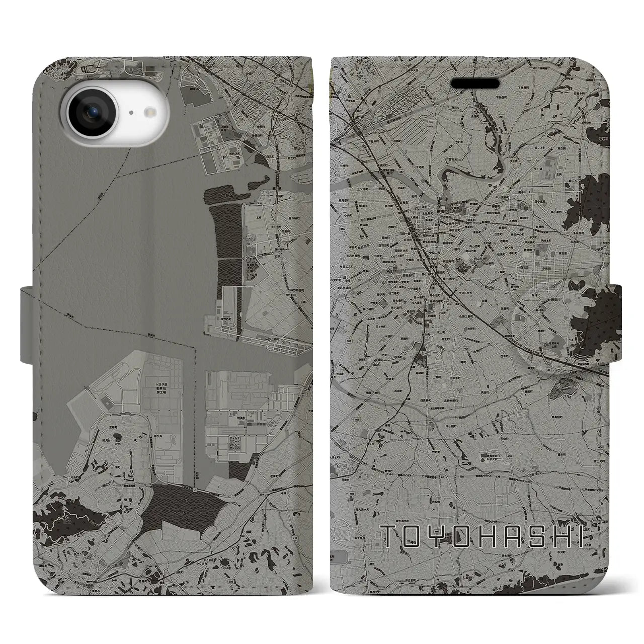 【豊橋(愛知県)】地図柄iPhoneケース(手帳タイプ)