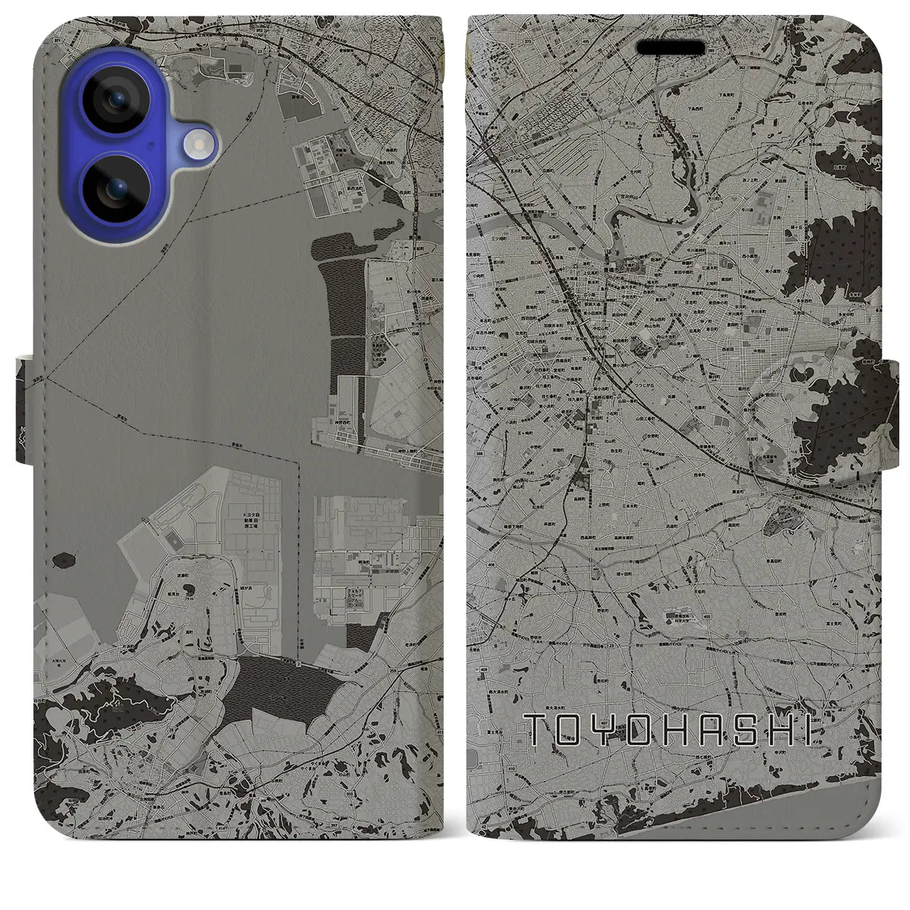 【豊橋(愛知県)】地図柄iPhoneケース(手帳タイプ)