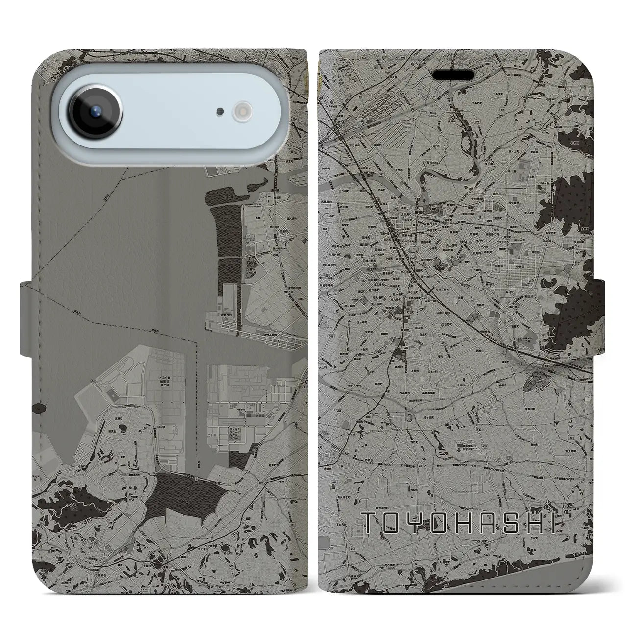 【豊橋(愛知県)】地図柄iPhoneケース(手帳タイプ)