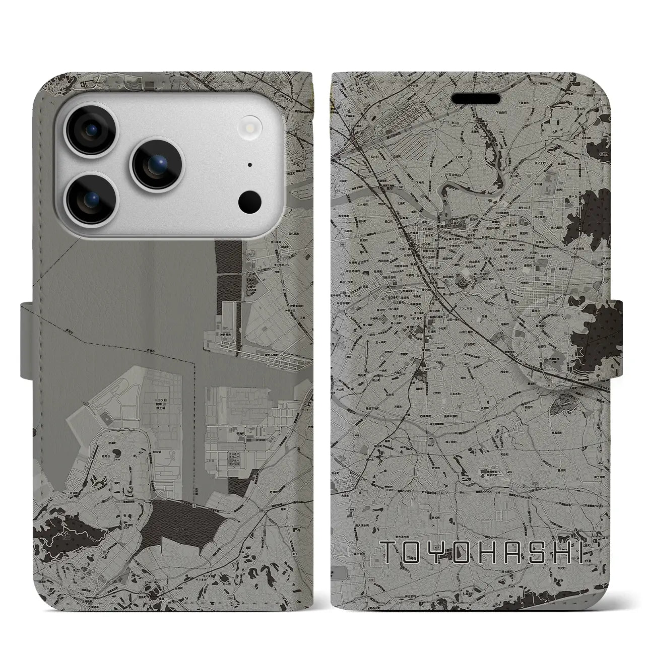 【豊橋(愛知県)】地図柄iPhoneケース(手帳タイプ)