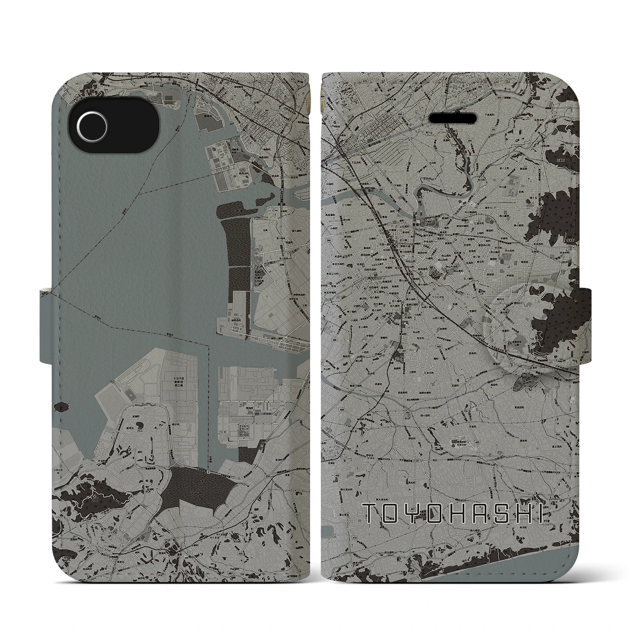 【豊橋(愛知県)】地図柄iPhoneケース(手帳タイプ)