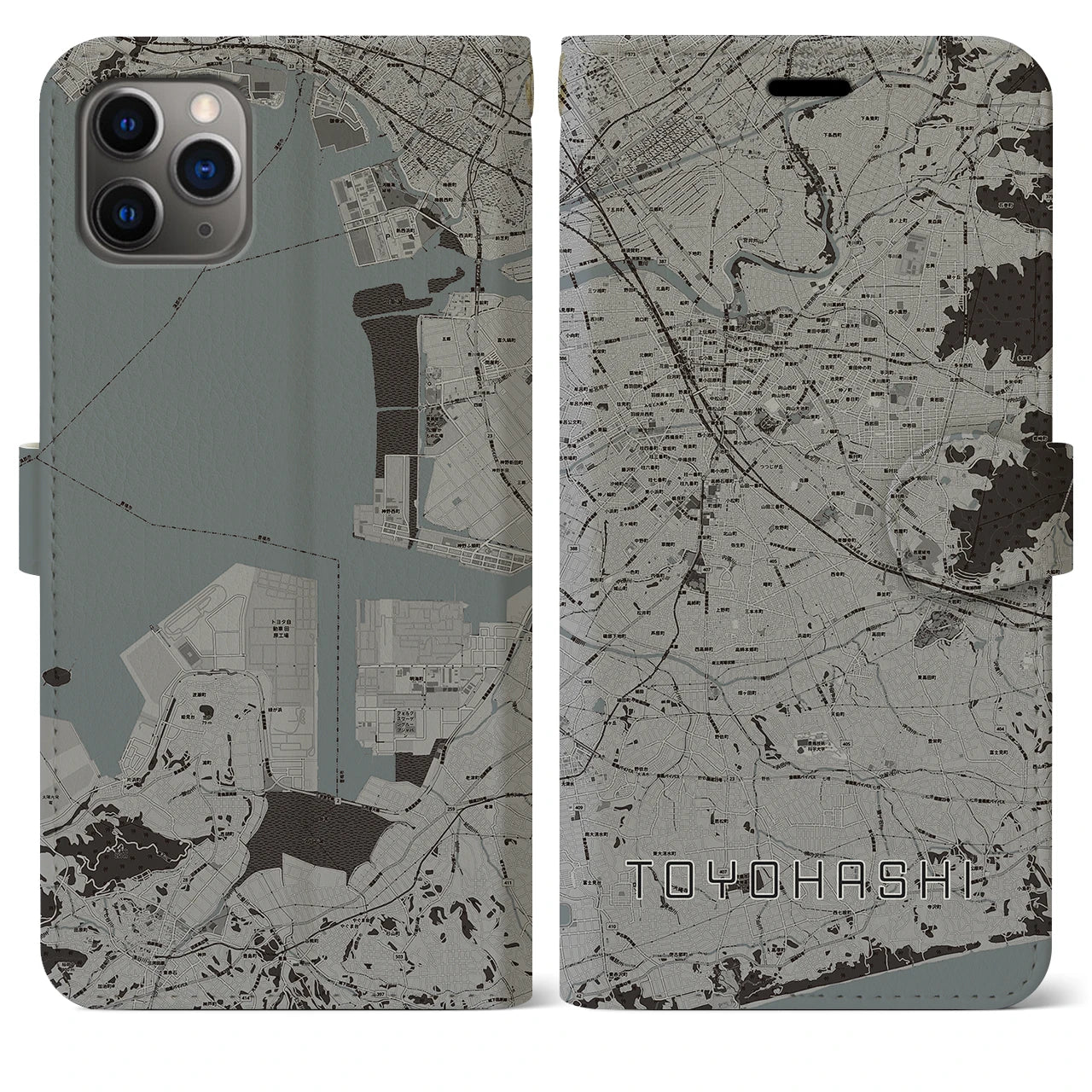 【豊橋(愛知県)】地図柄iPhoneケース(手帳タイプ)