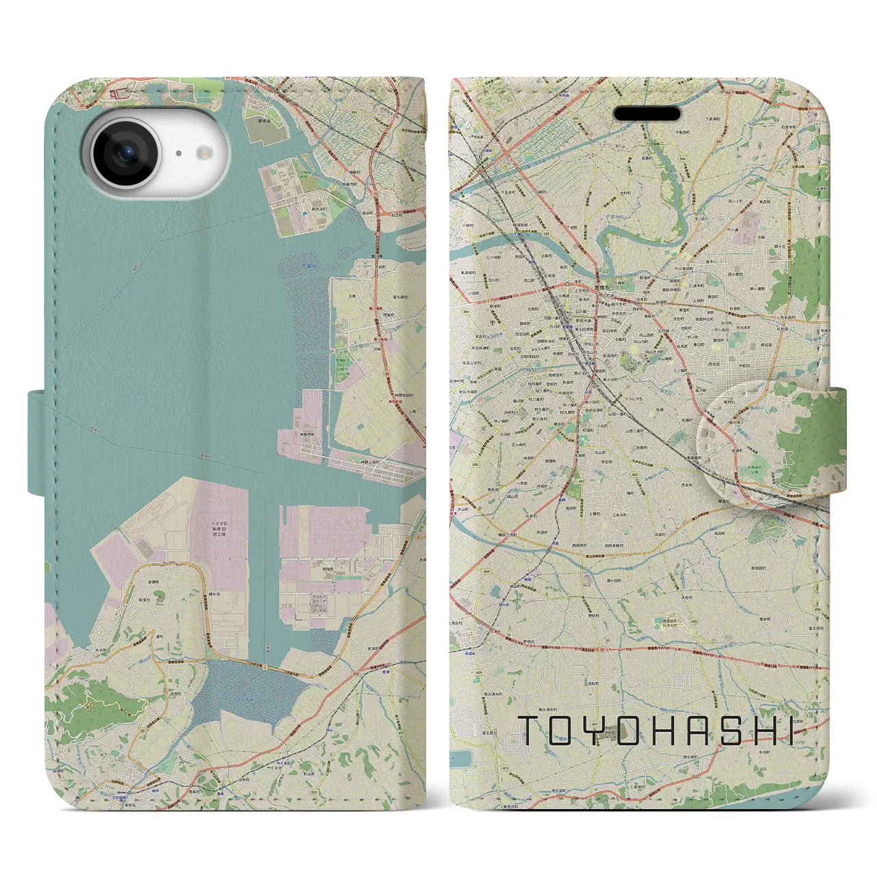 【豊橋(愛知県)】地図柄iPhoneケース(手帳タイプ)