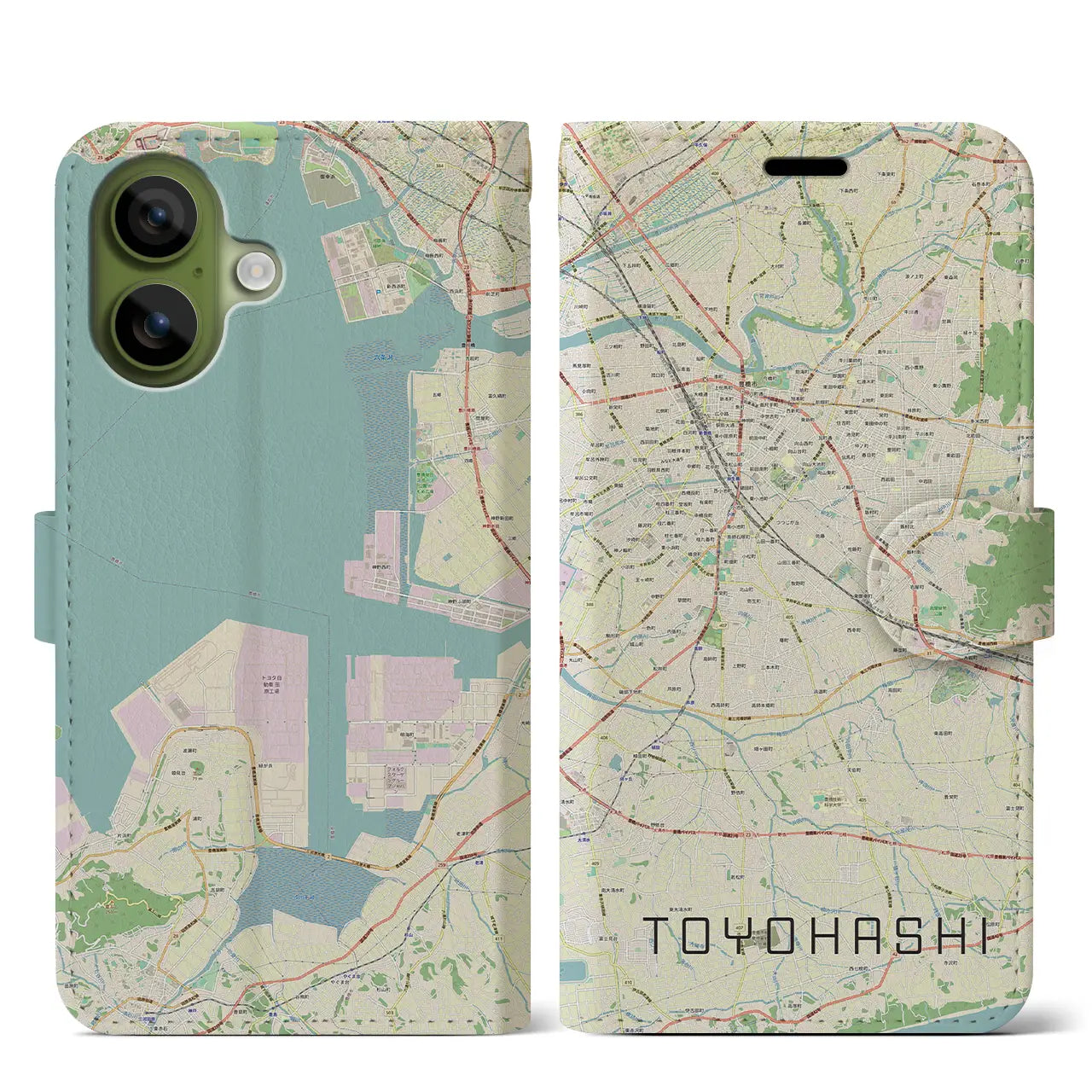 【豊橋(愛知県)】地図柄iPhoneケース(手帳タイプ)