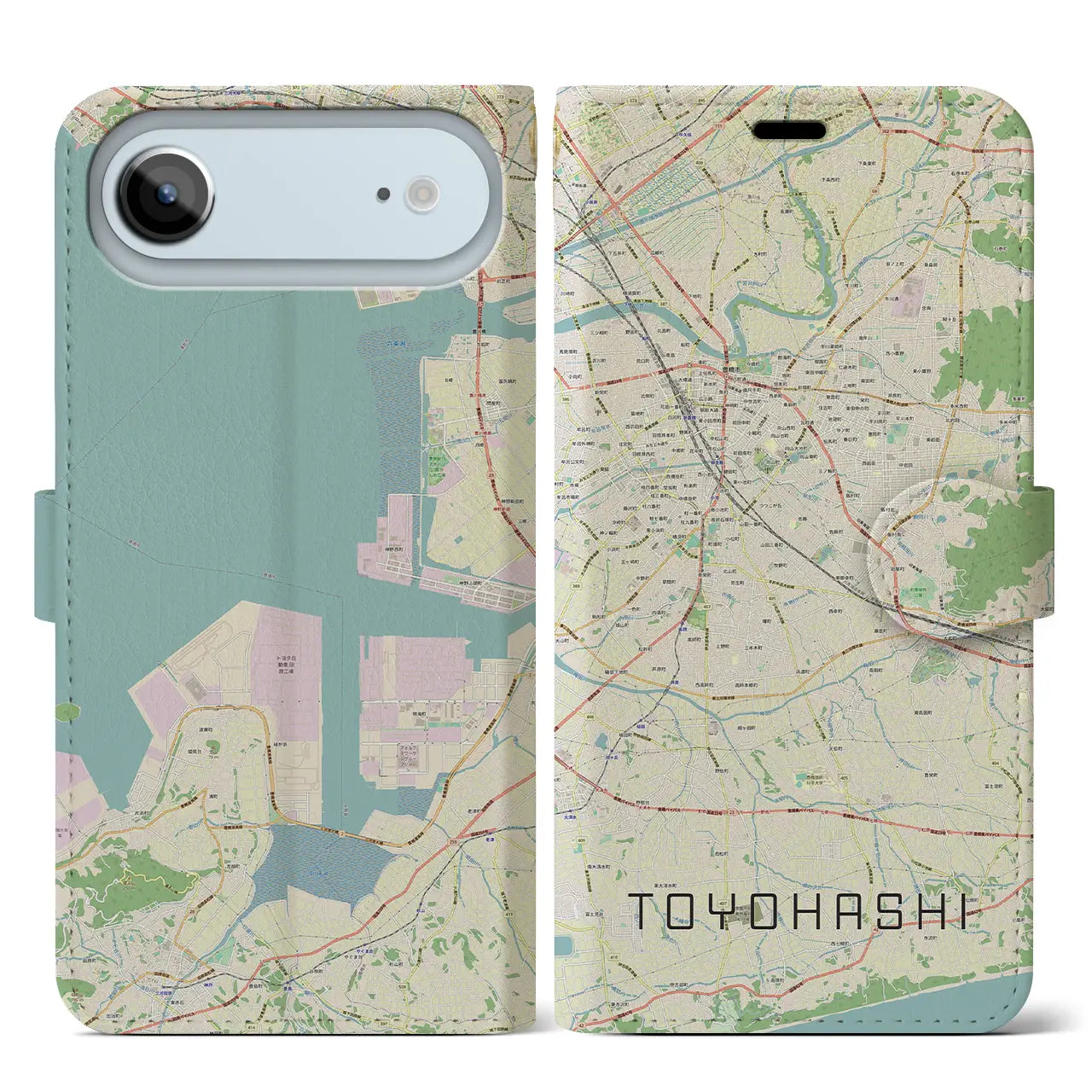 【豊橋(愛知県)】地図柄iPhoneケース(手帳タイプ)