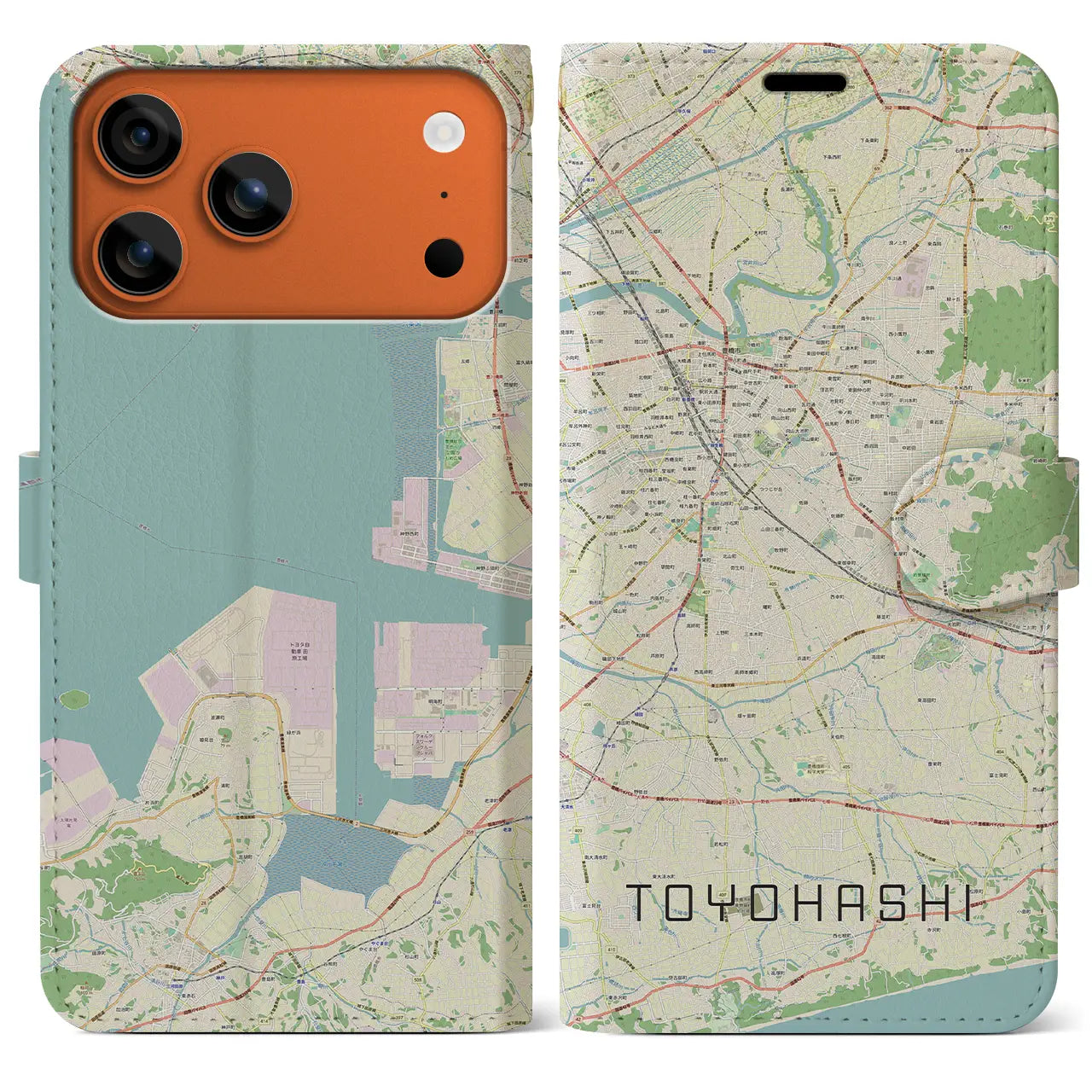 【豊橋(愛知県)】地図柄iPhoneケース(手帳タイプ)