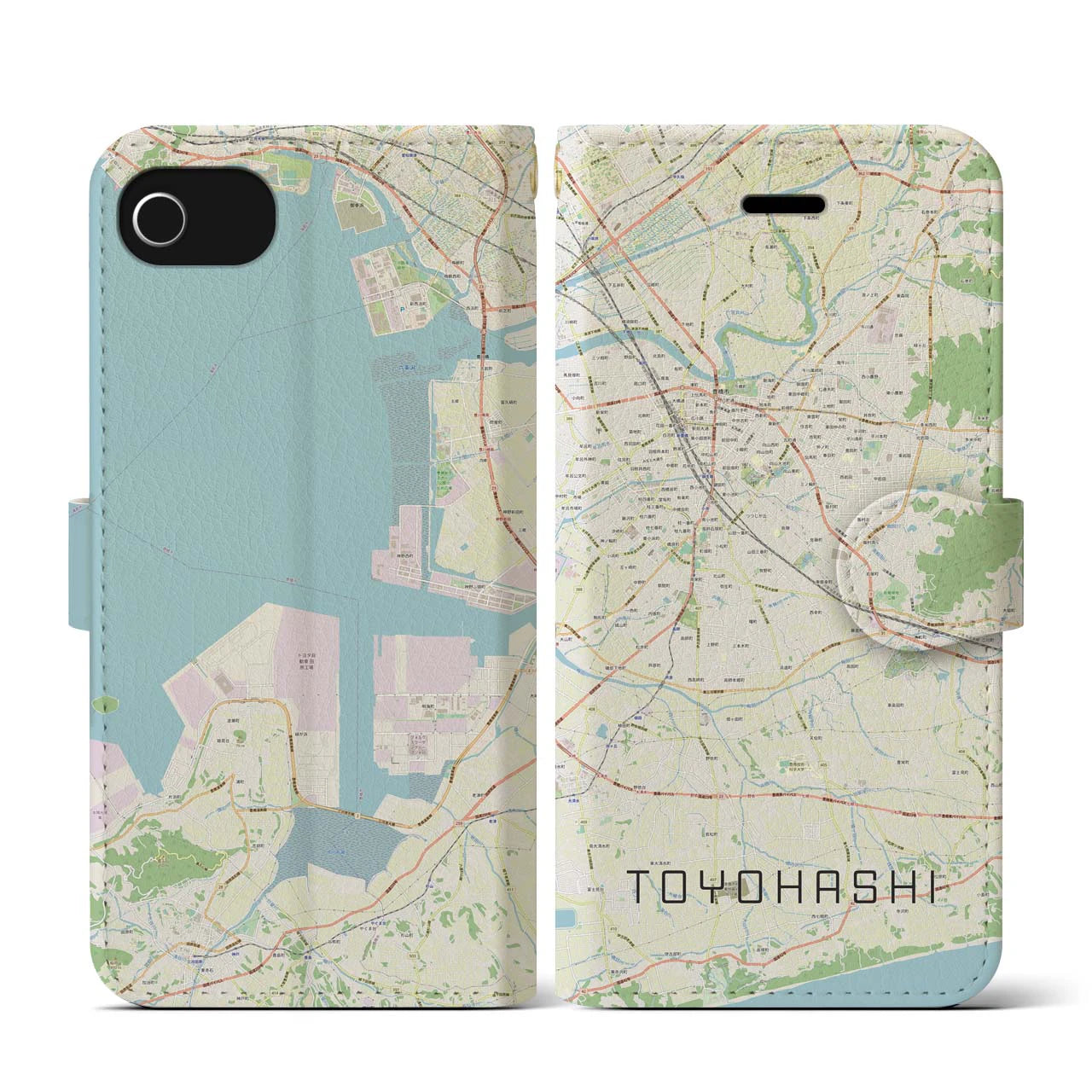 【豊橋(愛知県)】地図柄iPhoneケース(手帳タイプ)