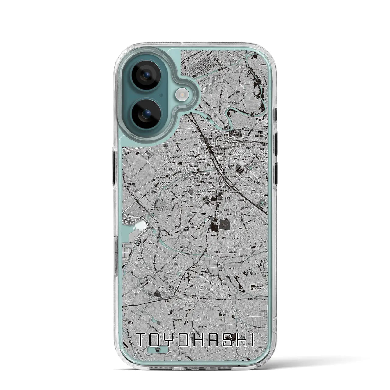 【豊橋(愛知県)】地図柄iPhoneケース(MagSafeタイプ)モノトーン・iPhone 16 Pro 用