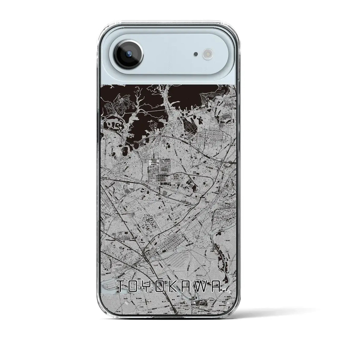 【豊川(愛知県)】地図柄iPhoneケース(クリアタイプ)モノトーン・iPhone 17 Pro Max 用