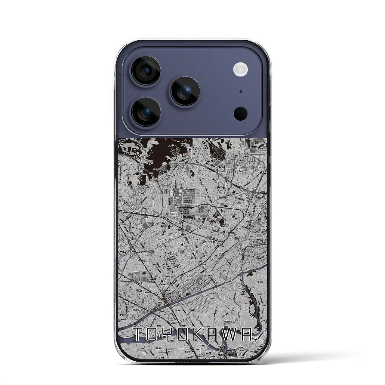 【豊川(愛知県)】地図柄iPhoneケース(クリアタイプ)モノトーン・iPhone 17 Pro Max 用