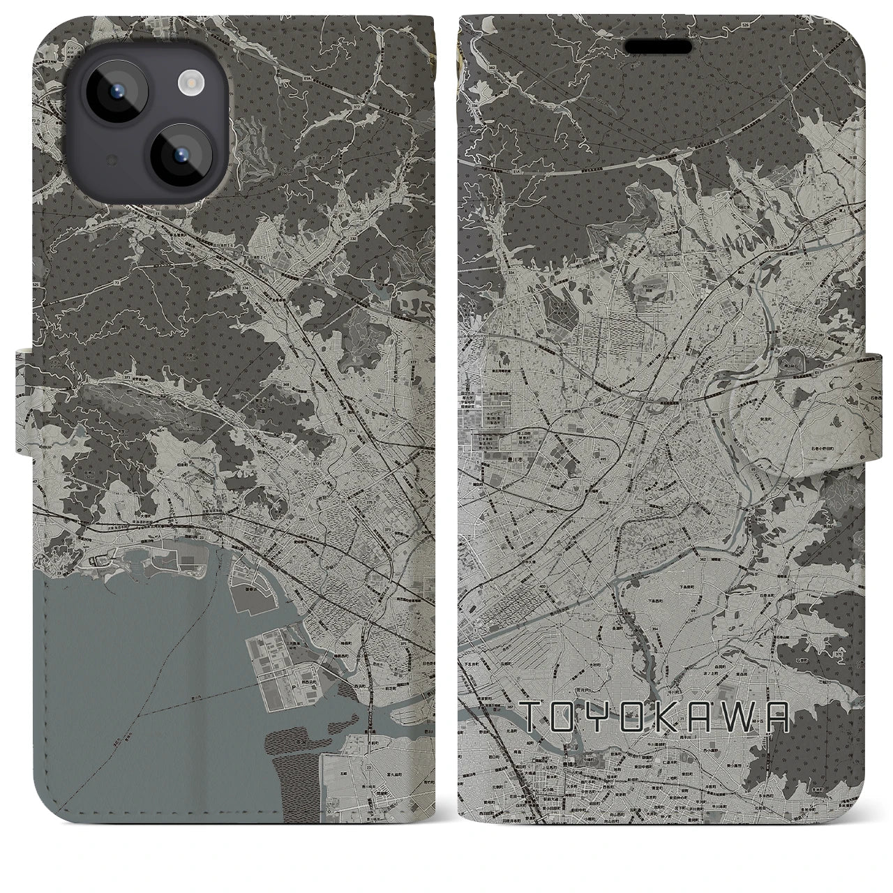 【豊川(愛知県)】地図柄iPhoneケース(手帳タイプ)