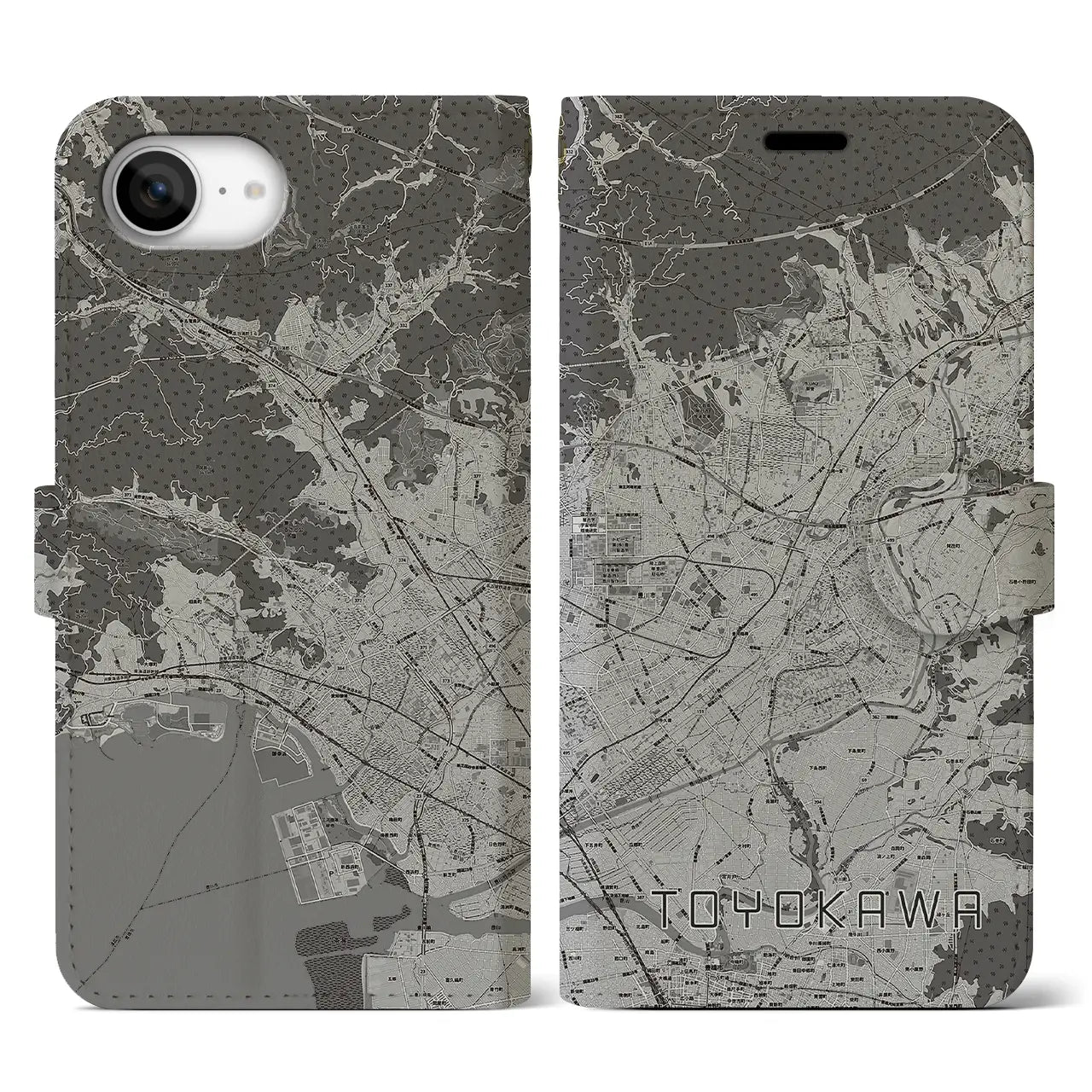 【豊川(愛知県)】地図柄iPhoneケース(手帳タイプ)