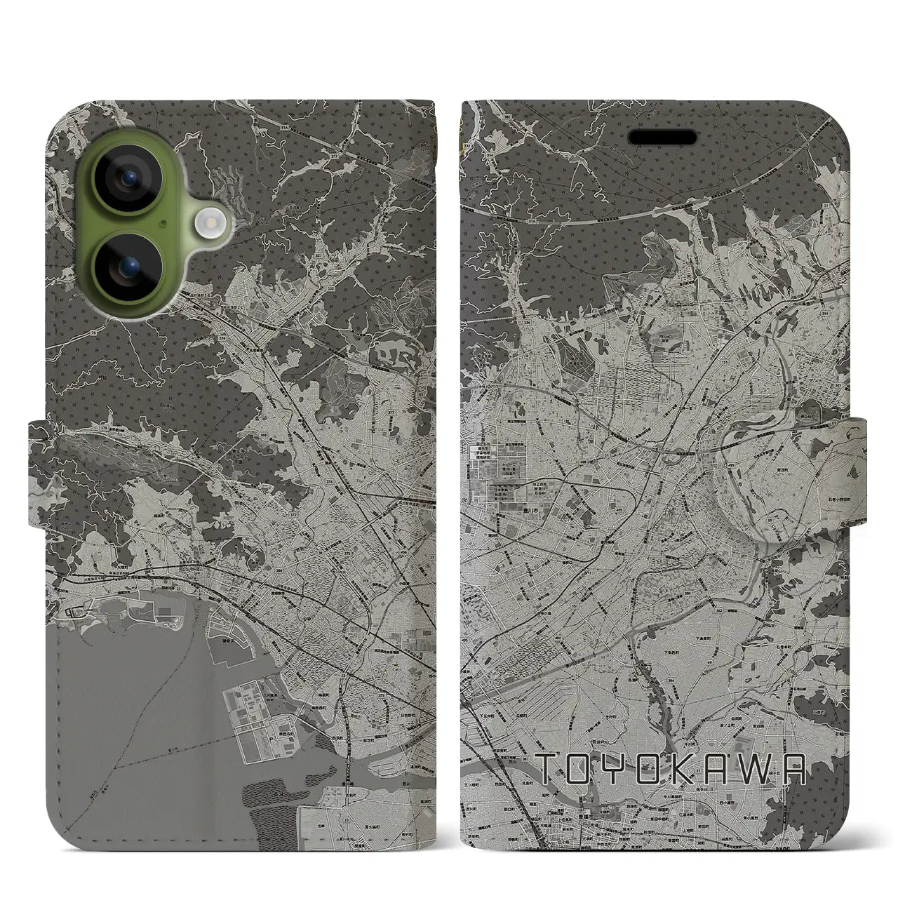 【豊川(愛知県)】地図柄iPhoneケース(手帳タイプ)