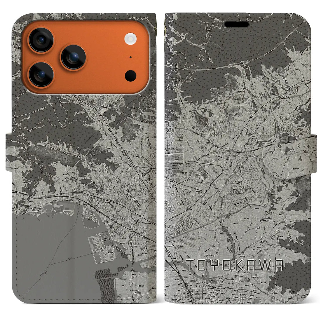 【豊川(愛知県)】地図柄iPhoneケース(手帳タイプ)