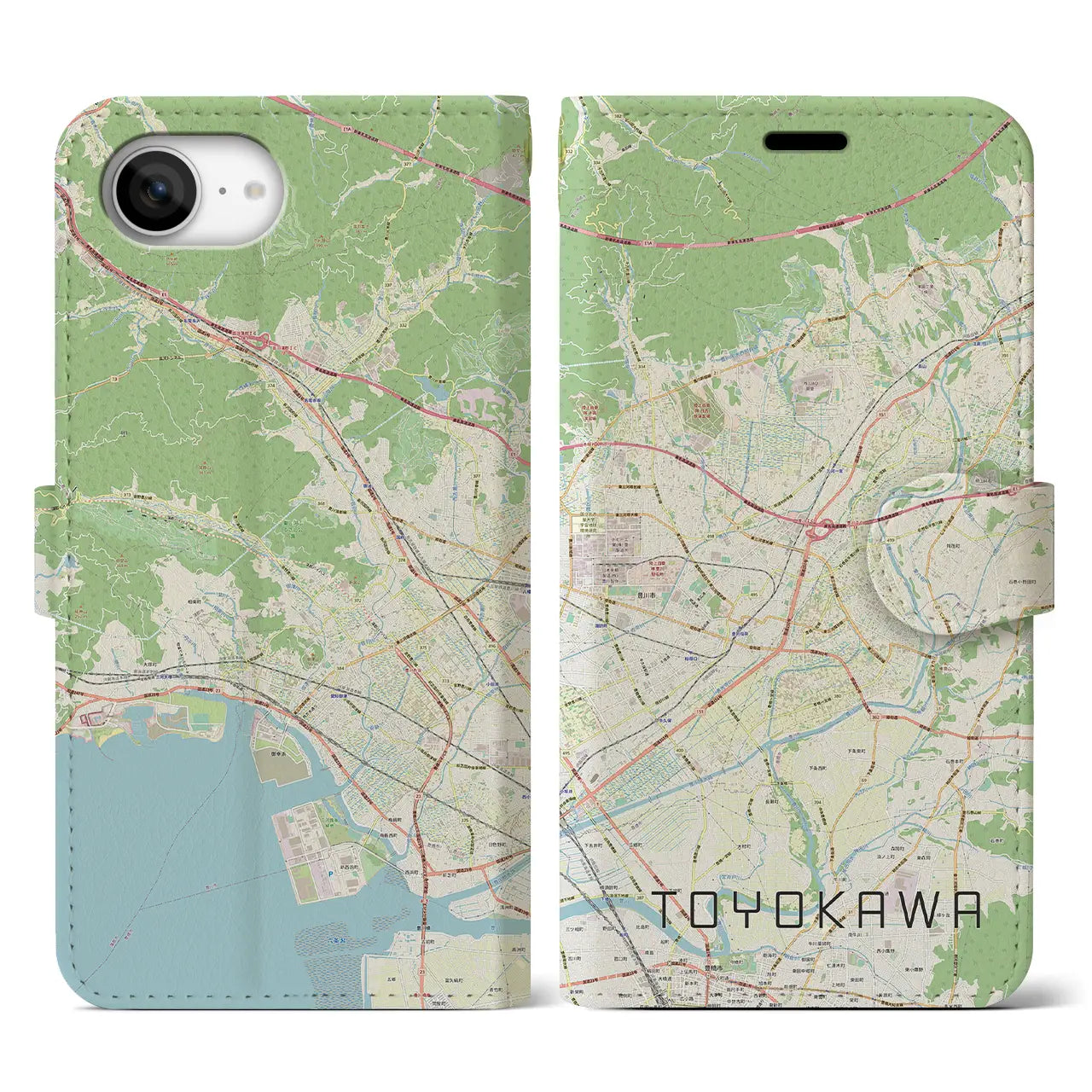 【豊川(愛知県)】地図柄iPhoneケース(手帳タイプ)