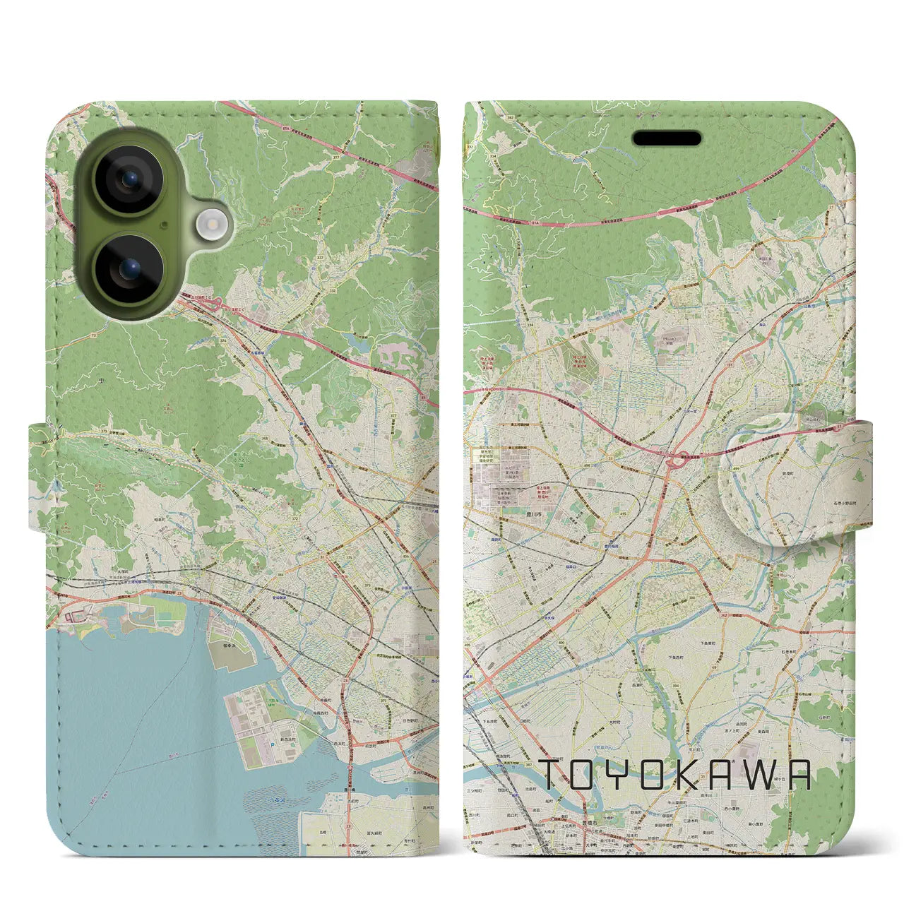 【豊川(愛知県)】地図柄iPhoneケース(手帳タイプ)