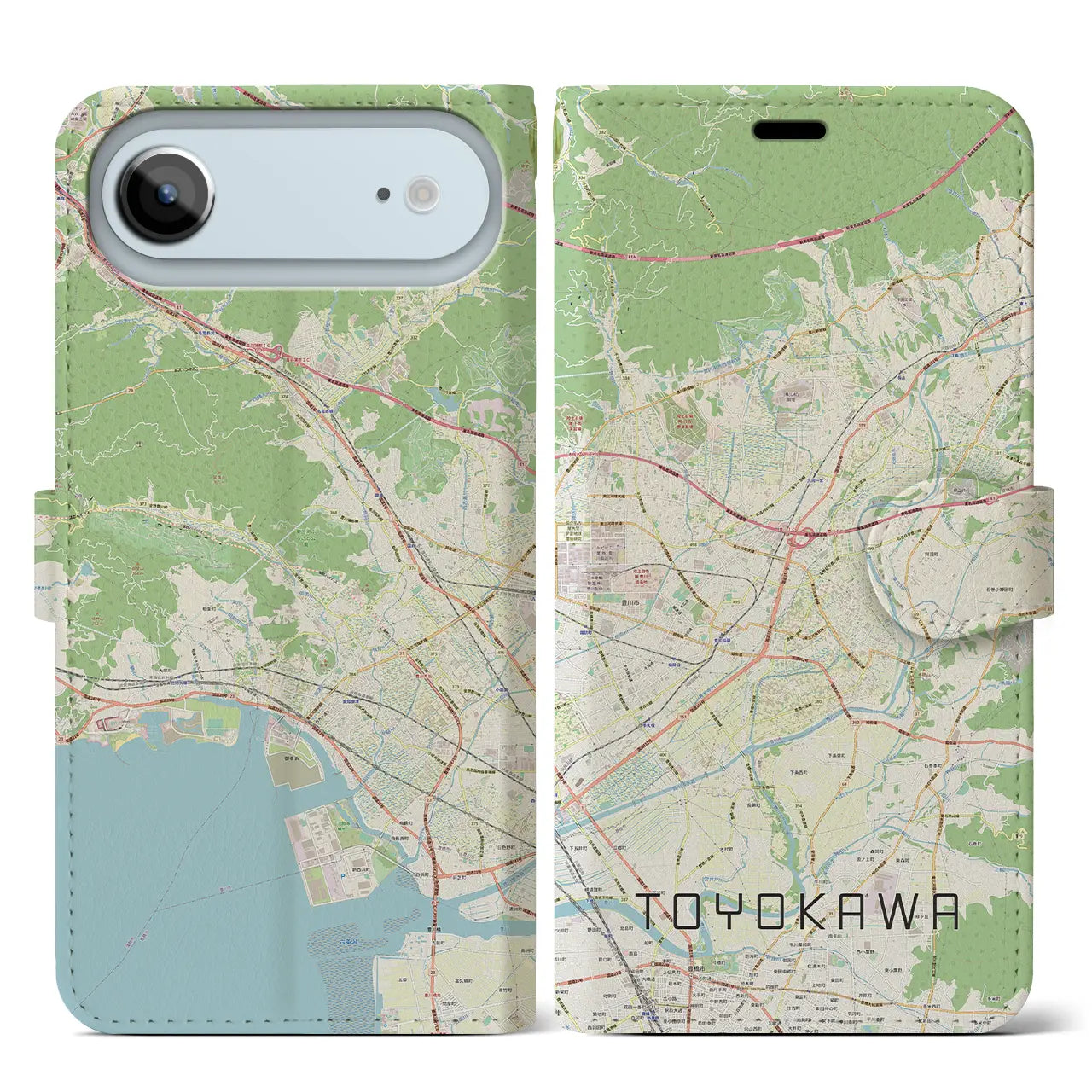 【豊川(愛知県)】地図柄iPhoneケース(手帳タイプ)
