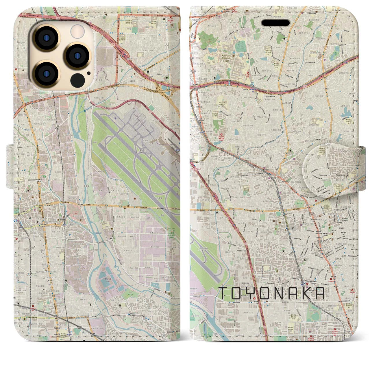 【豊中(大阪府)】地図柄iPhoneケース(手帳タイプ)