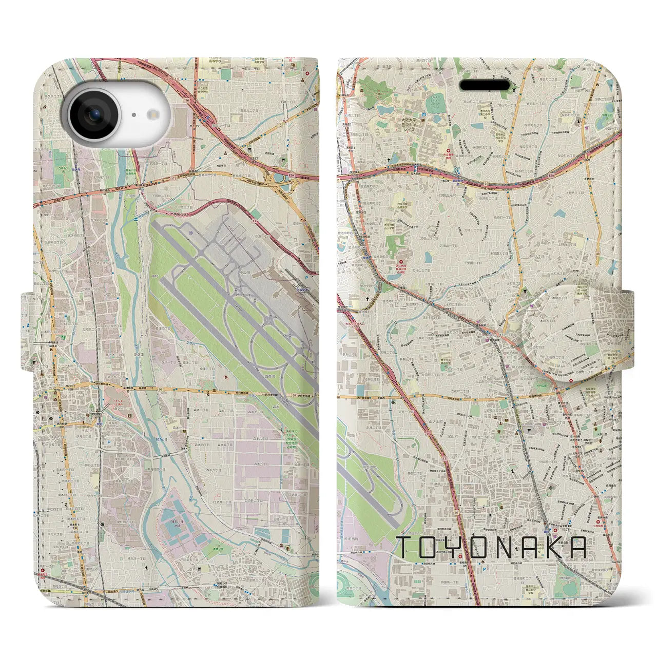 【豊中(大阪府)】地図柄iPhoneケース(手帳タイプ)