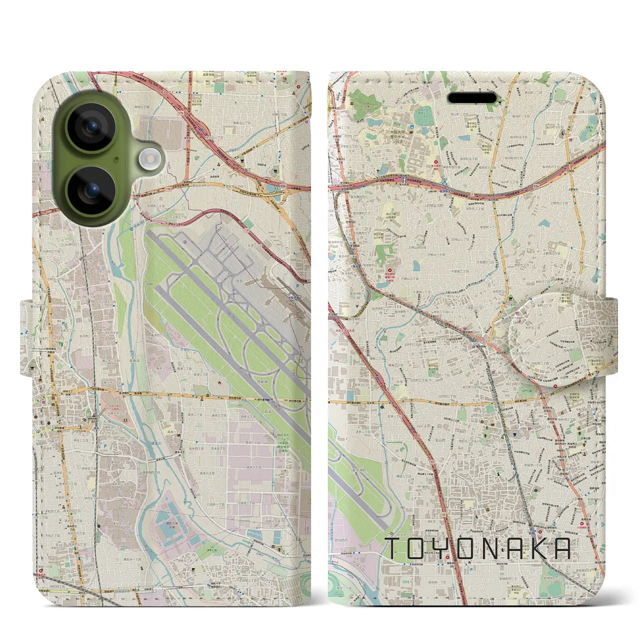 【豊中(大阪府)】地図柄iPhoneケース(手帳タイプ)