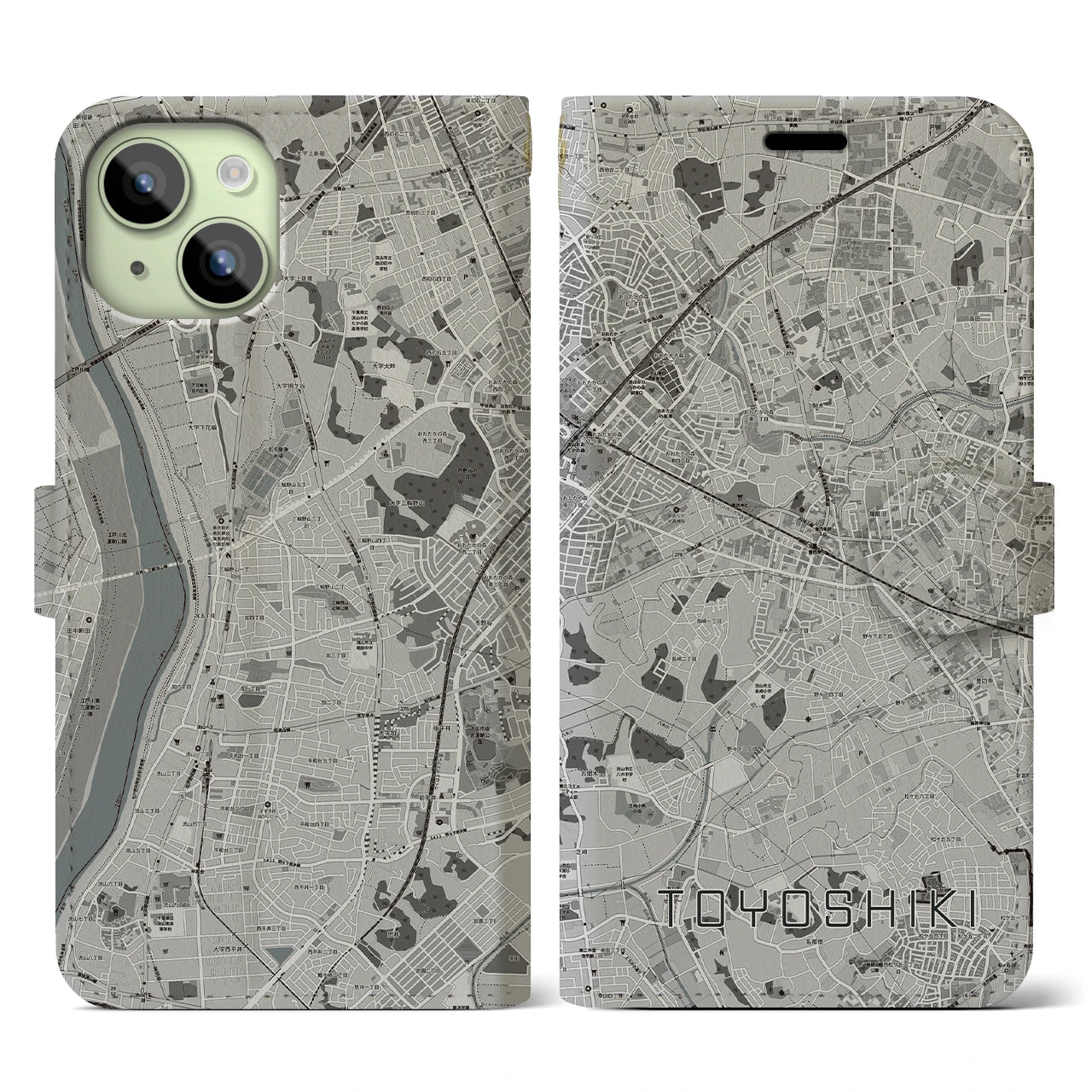 【豊四季(千葉県)】地図柄iPhoneケース(手帳タイプ)