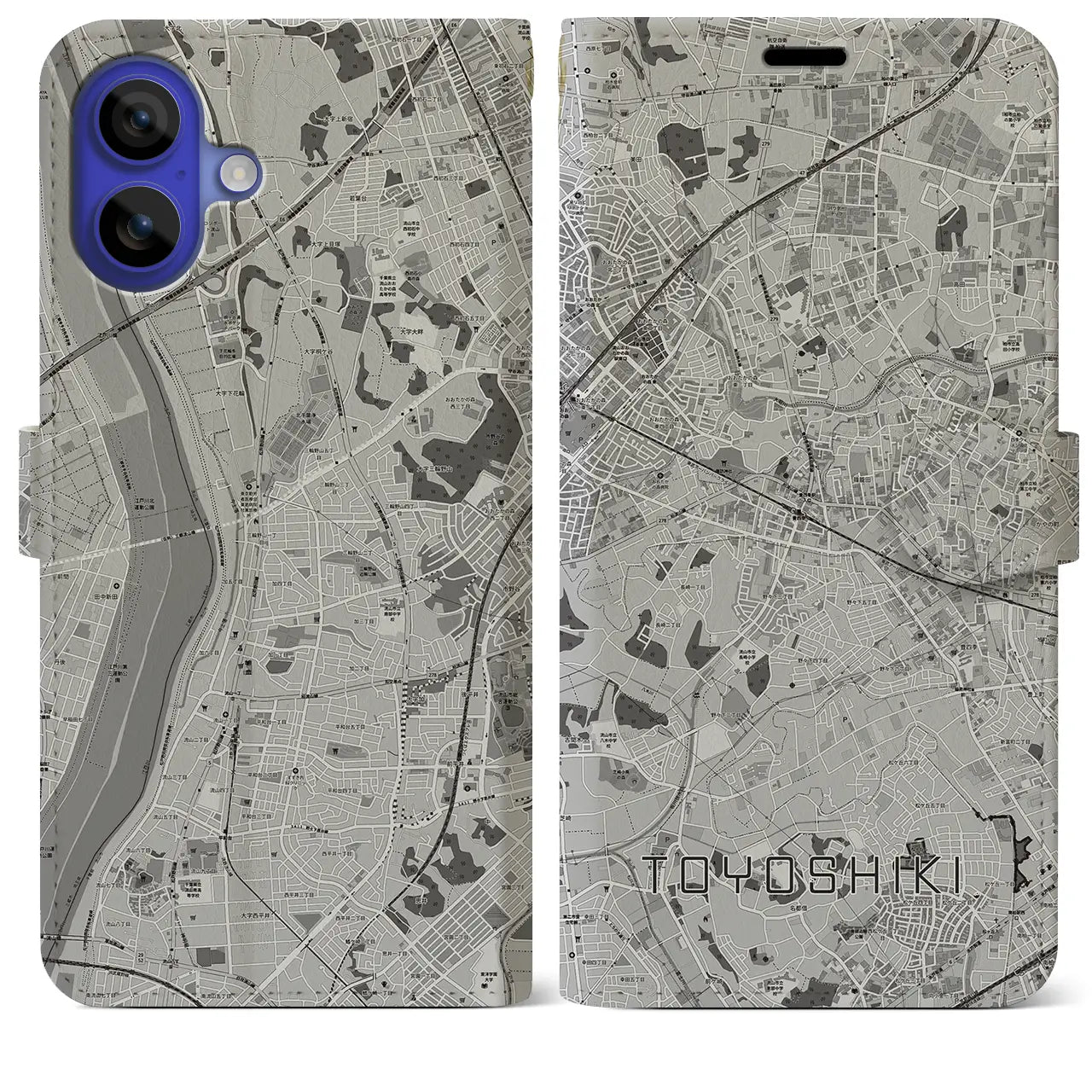 【豊四季(千葉県)】地図柄iPhoneケース(手帳タイプ)モノトーン・iPhone 16 Pro Max 用