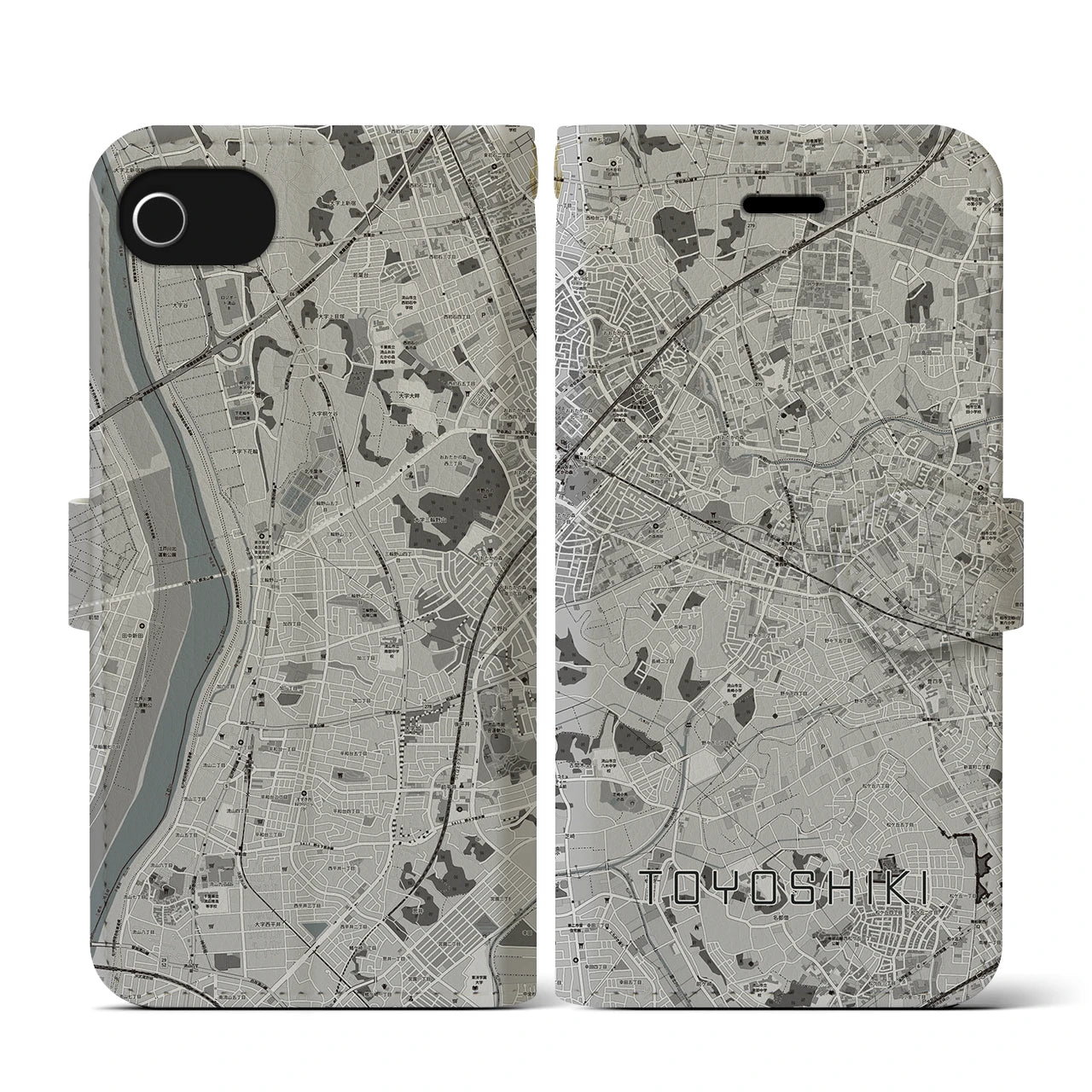 【豊四季(千葉県)】地図柄iPhoneケース(手帳タイプ)