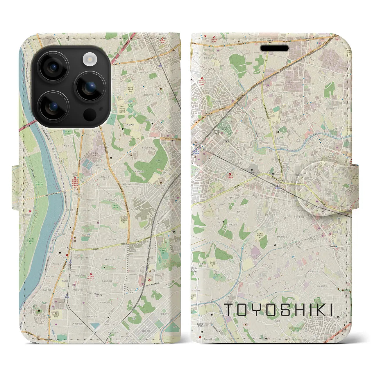 【豊四季(千葉県)】地図柄iPhoneケース(手帳タイプ)ナチュラル・iPhone 16 用
